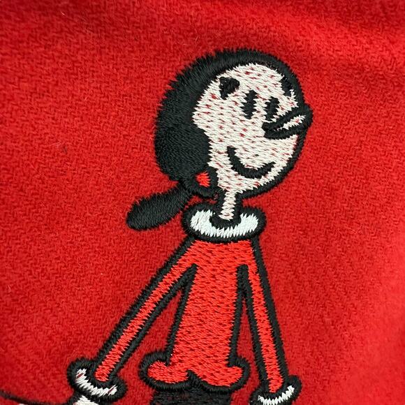 Rare 90's MOSCHINO CHEAPANDCHIC  Italian pure red merino wool Olive Oyl scarf - Picture 6 of 8